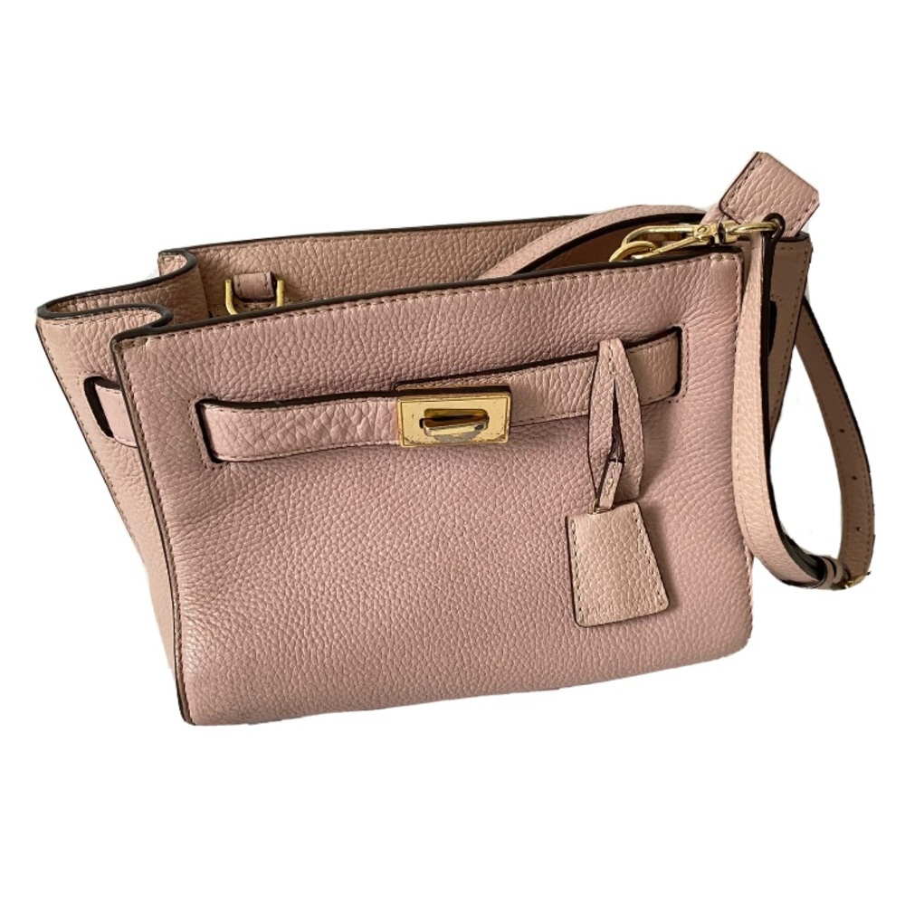 Michael Kors Hamilton Leather Small Crossbody Pink Blossom Zip Top Purse bag
